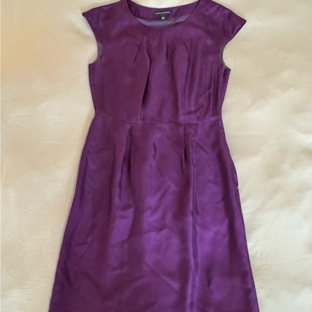 Banana Republic royal purple silk midi dress bridesmaid spring Size M